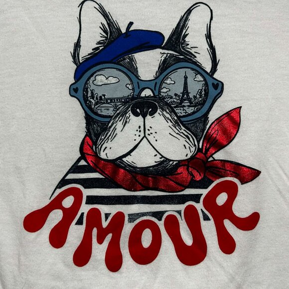 Old Navy “Amour” French Bulldog Graphic Tee – Kids Size 10–12 - Picture 4 of 6